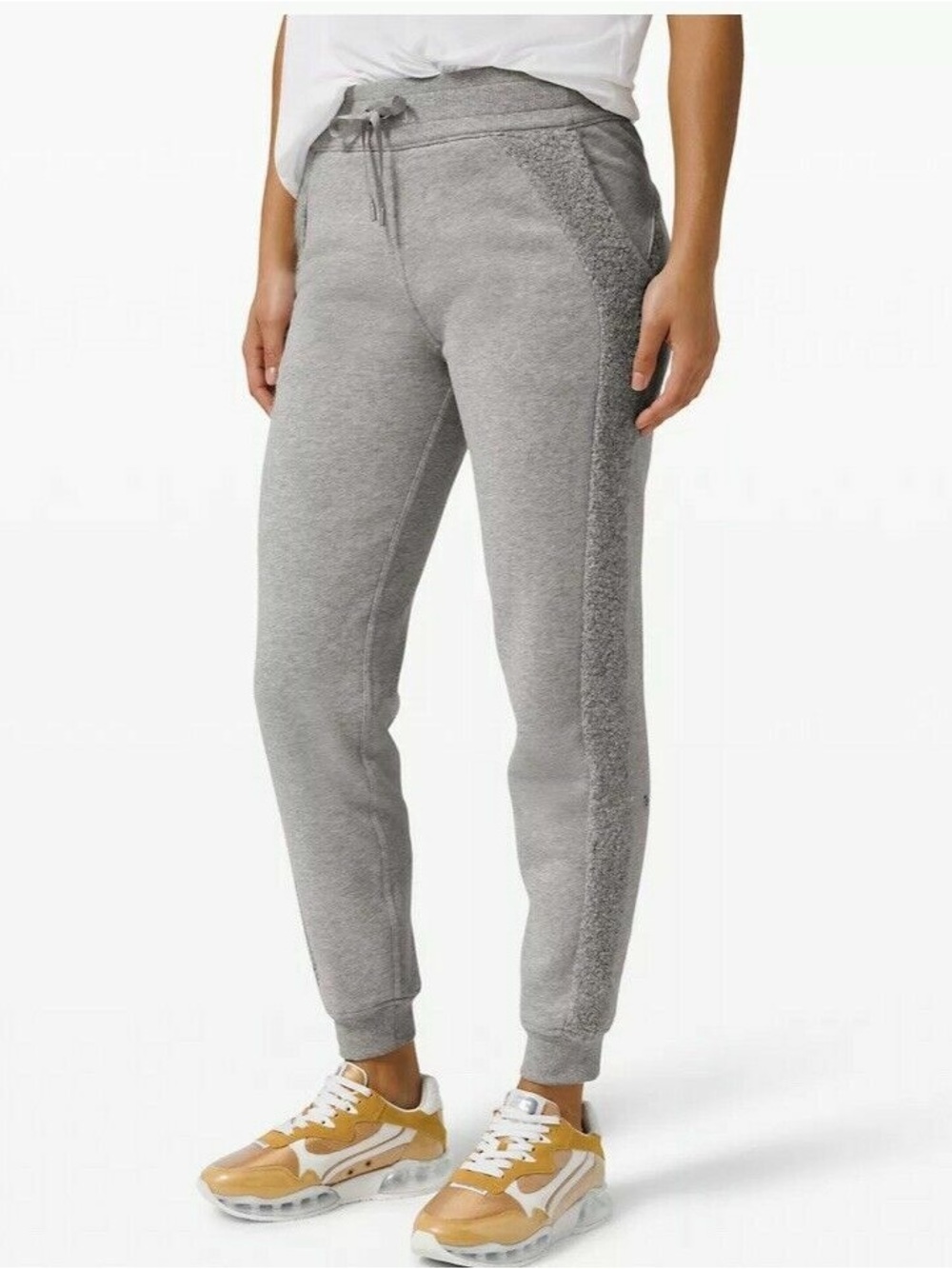 Authentic Lululemon Scuba Jogger *Sherpa Stripe Cozy Gray Sherpa-Trim Sweatpants - Picture 2 of 7